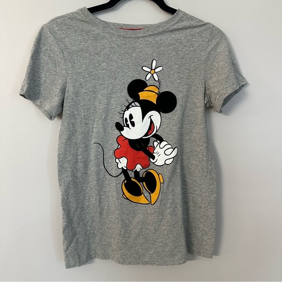 Disney Minnie Mouse Gray Short Sleeve Cotton Graphic T-Shirt Size M GUC - Picture 2 of 7